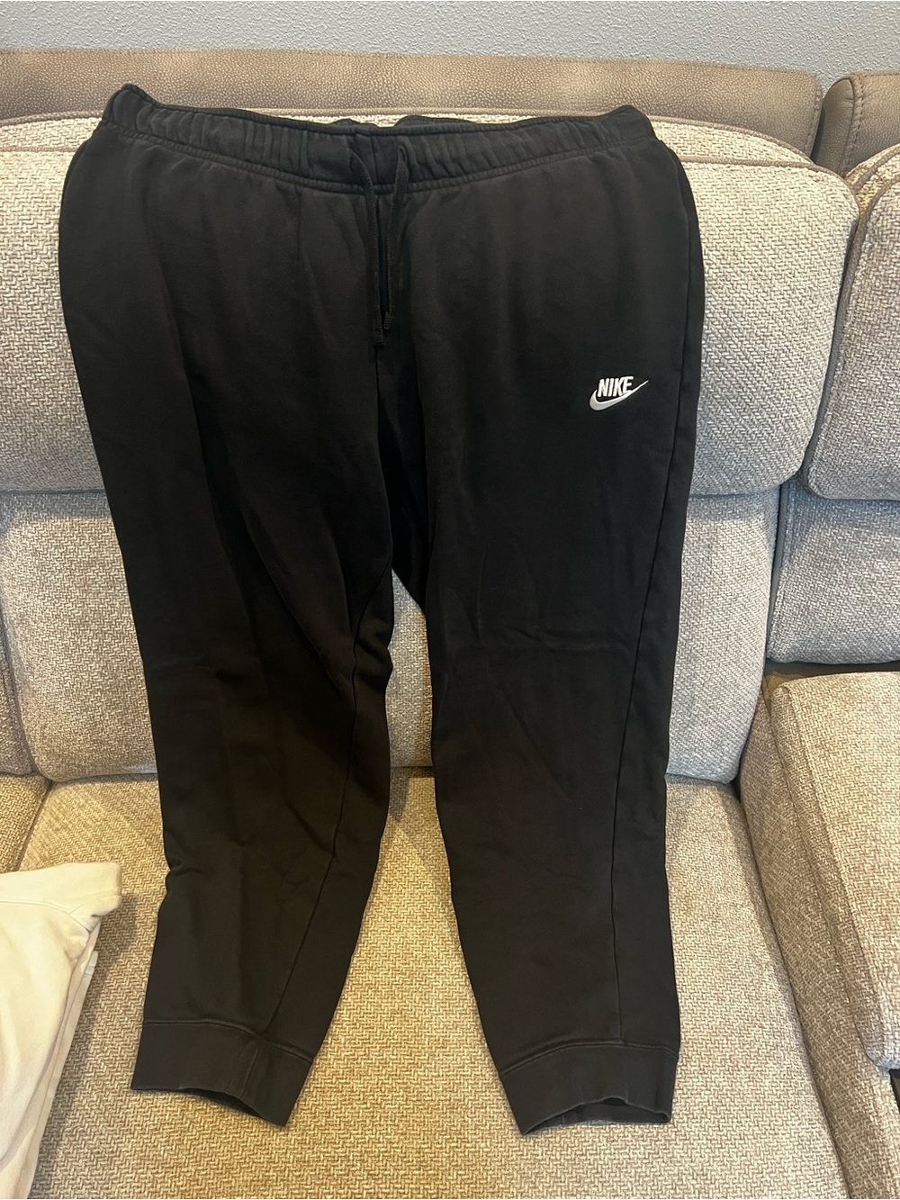Nike Black Kids Jogger Sweatpants with White Swoosh
